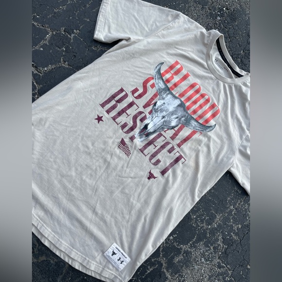 The Rock Blood, Sweat, Respect Under Armour T-Shirt Project Rock Men’s Large - Picture 3 of 6